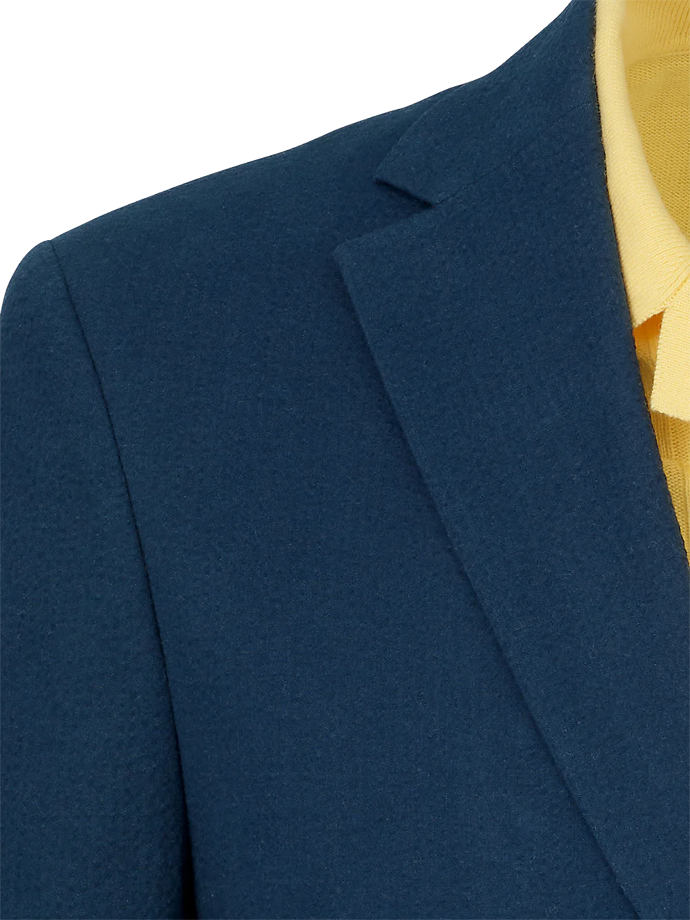 Cotton Stretch Seersucker Notch Lapel Suit Jacket - Navy