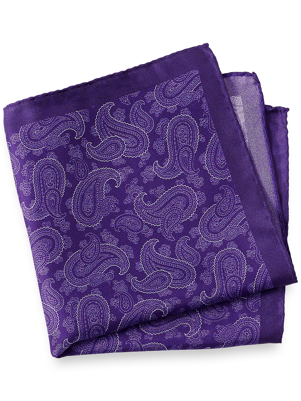 Paisley Silk Pocket Square - Purple