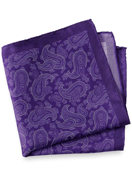 Paisley Silk Pocket Square - Purple