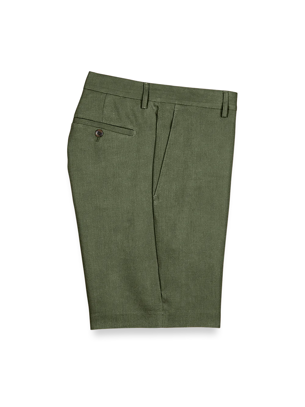 Linen Flat Front Shorts - Olive