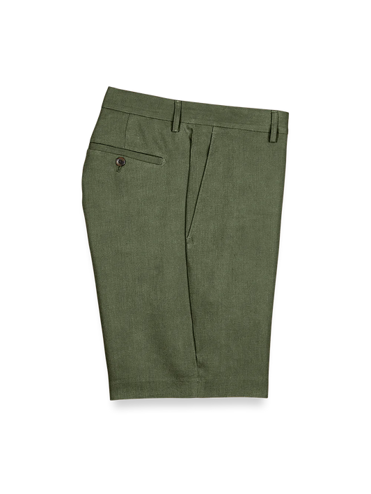 Linen Flat Front Shorts - Olive