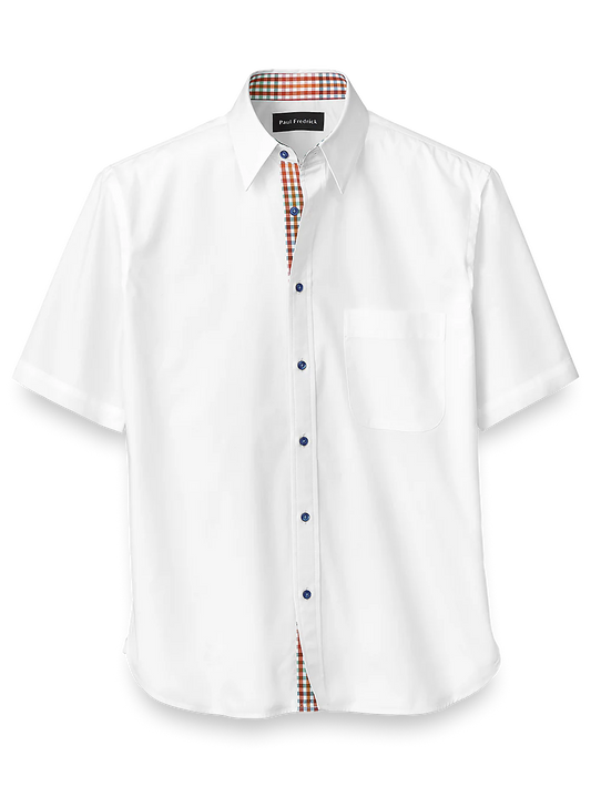 Cotton Solid Casual Shirt With Contrast Trim - White