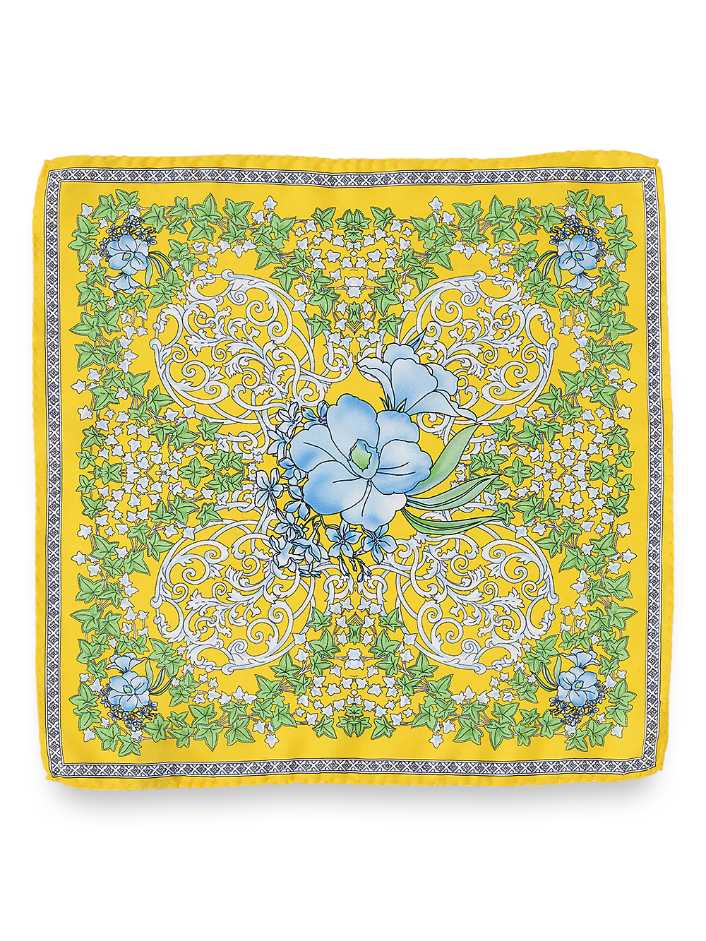 Floral Silk Pocket Square - Yellow Multi