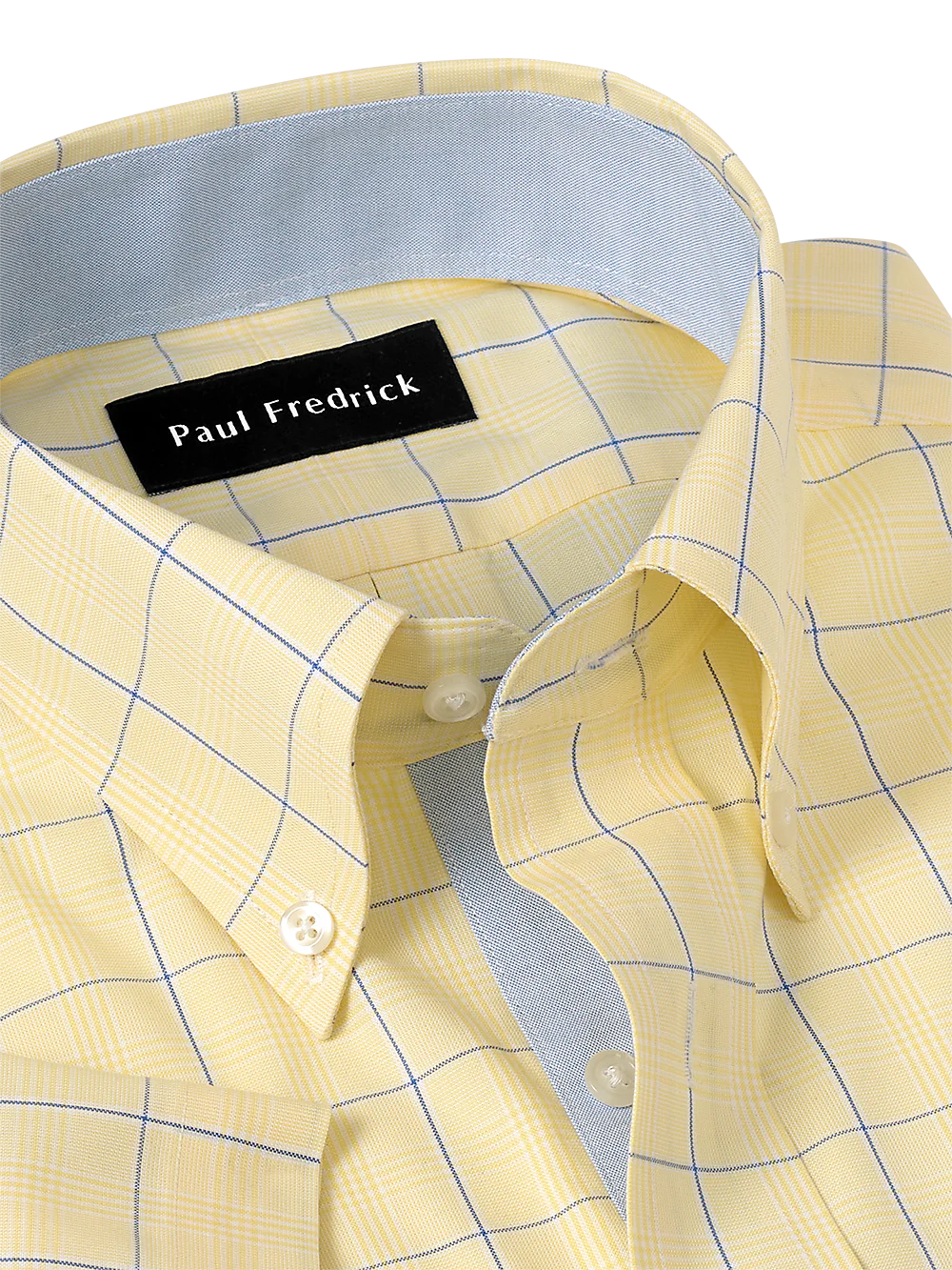 Comfort Stretch Non-Iron Check Dress Shirt With Contrast Trim - Yellow