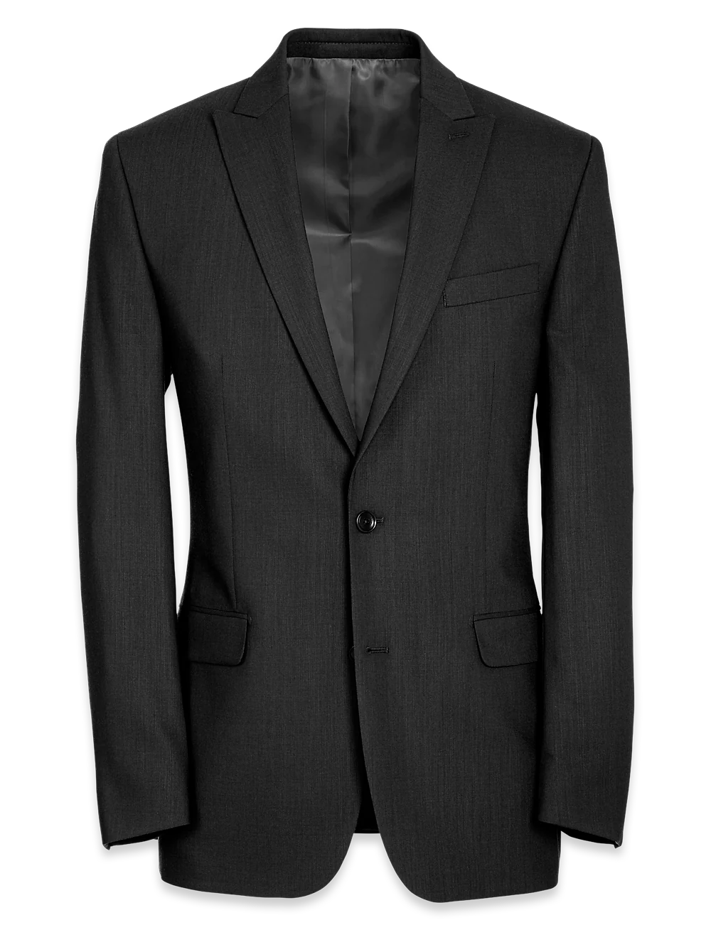 Tailored Fit Essential Wool Peak Lapel Suit Jacket - Black