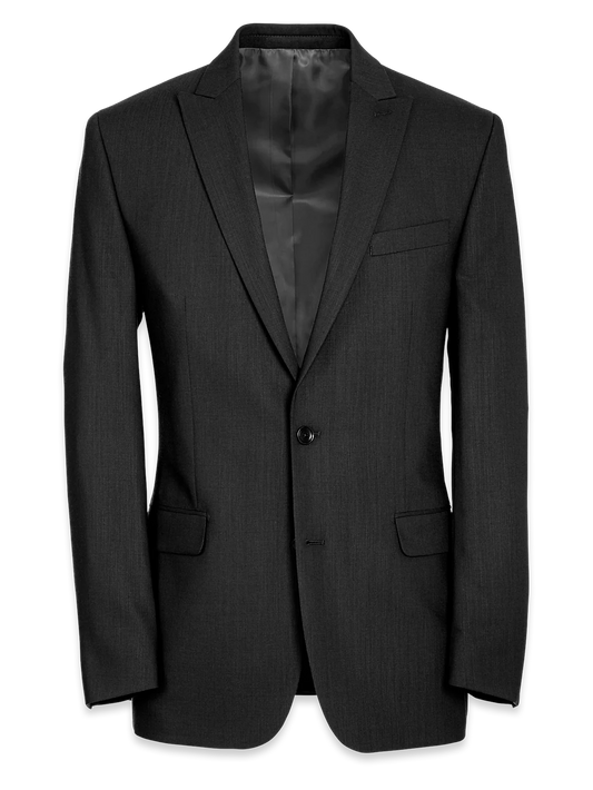 Tailored Fit Essential Wool Peak Lapel Suit Jacket - Black