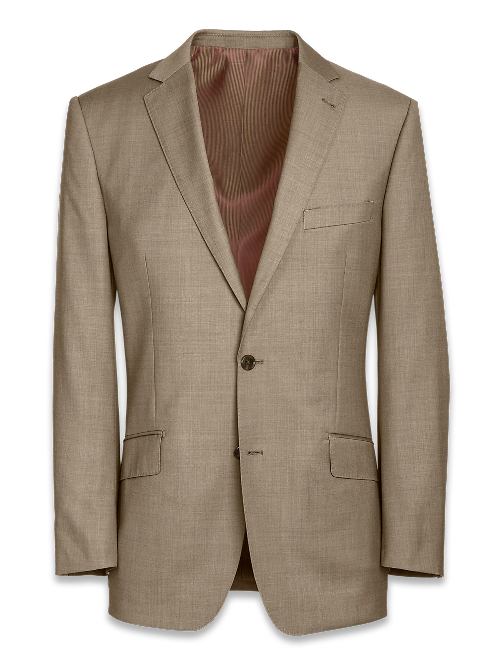 Tailored Fit Sharkskin Notch Lapel Suit Jacket - Tan