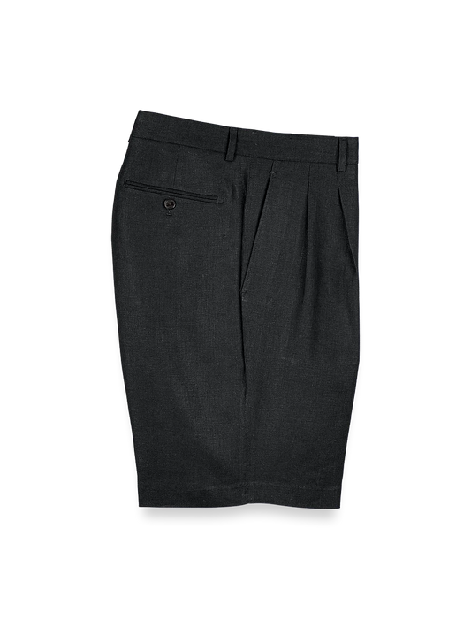 Linen Pleated Shorts - Black