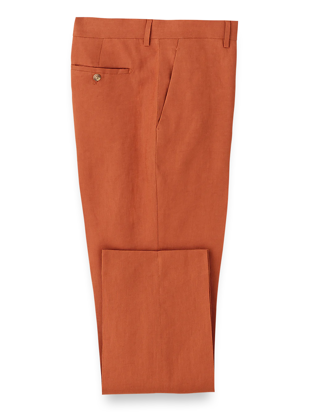 Linen Flat Front Pants - Terracotta