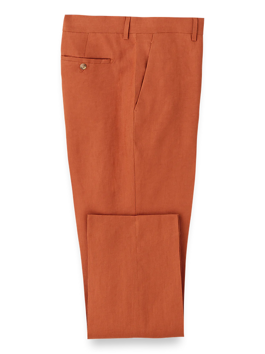 Linen Flat Front Pants - Terracotta