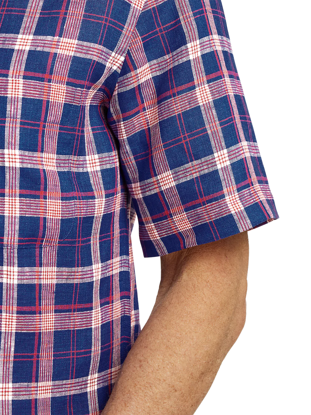 Linen Plaid Casual Shirt - Blue/red