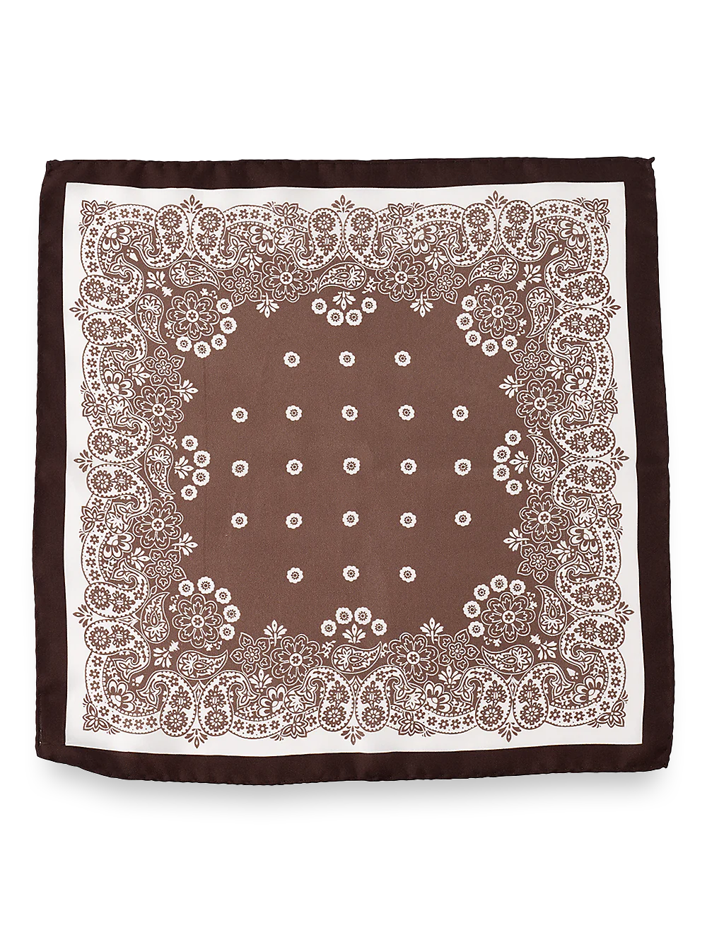 Medallion Silk Pocket Square - Brown