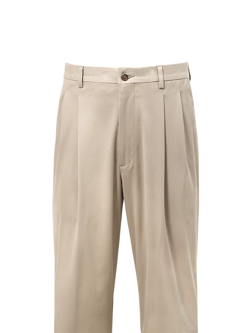 Classic Fit Cotton Stretch Twill Pleated Pants - Moss