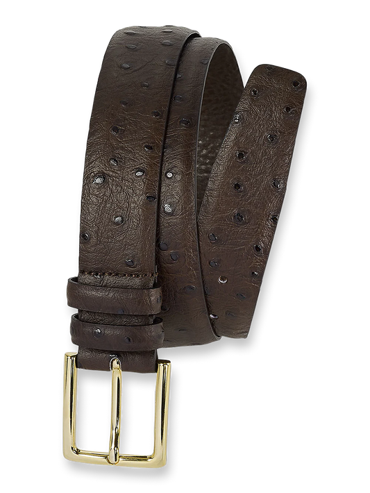 Ostrich Embossed Belt - Brown