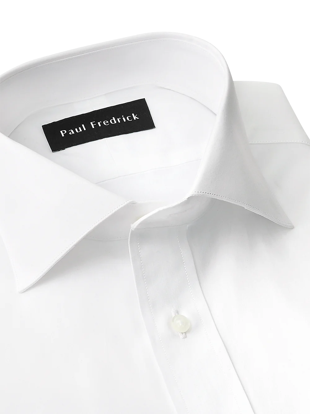 Pure Cotton Broadcloth Solid Color Cutaway Spread Collar French Cuff Dress Shirt� - White