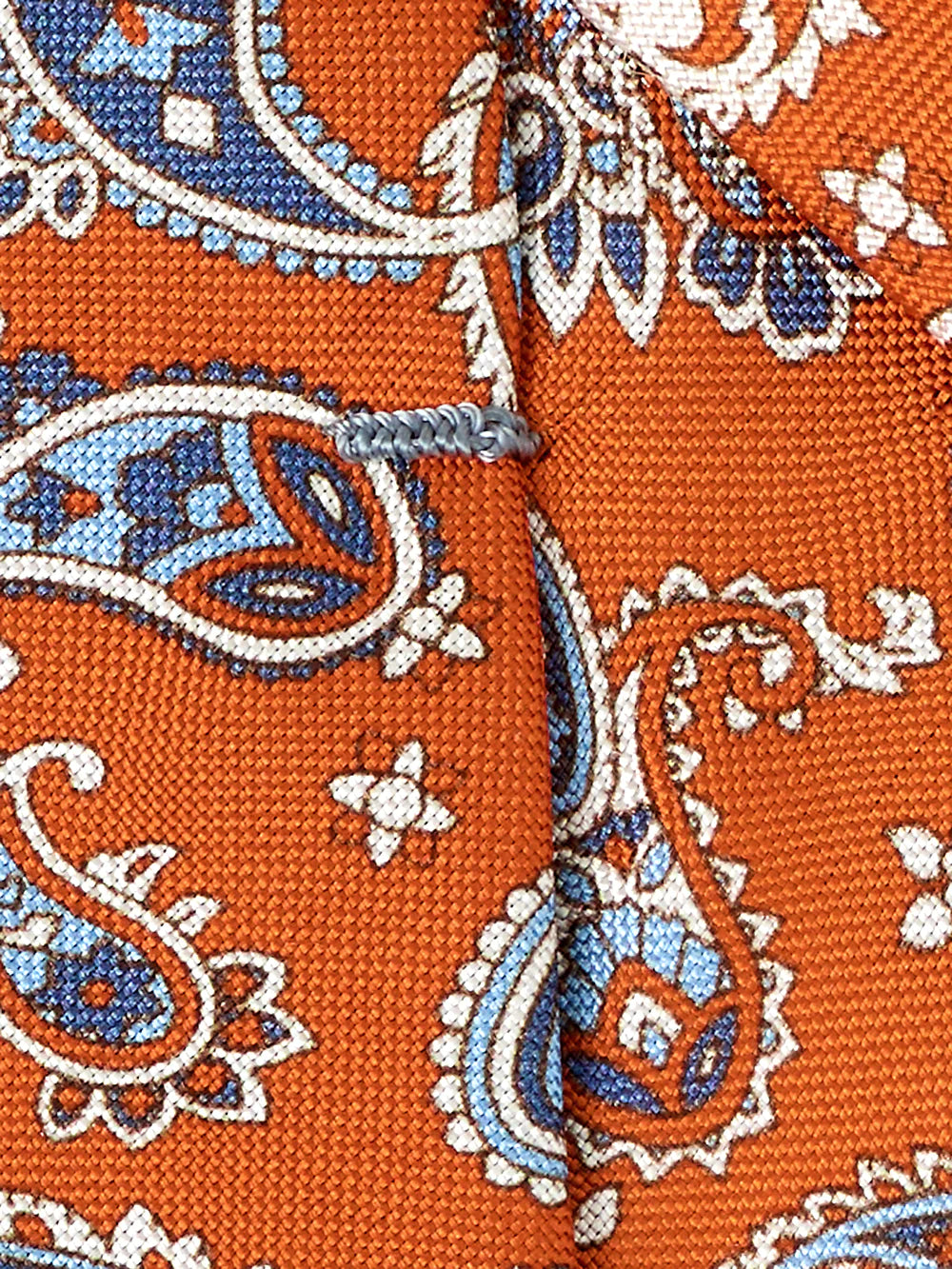 Paisley Woven Silk Tie - Orange/blue