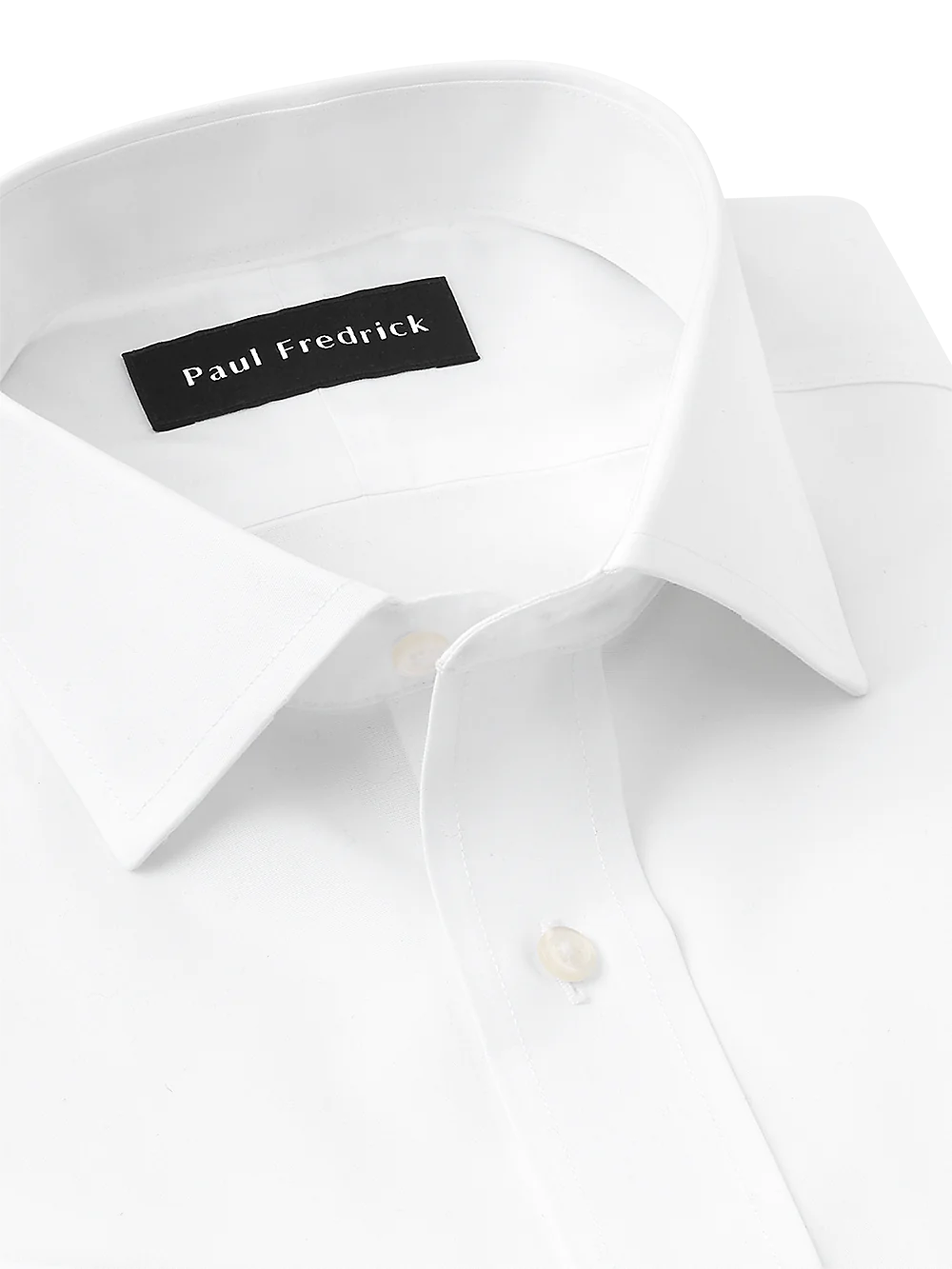 Supima Non-Iron Cotton Solid Color Spread Collar French Cuff Dress Shirt - White