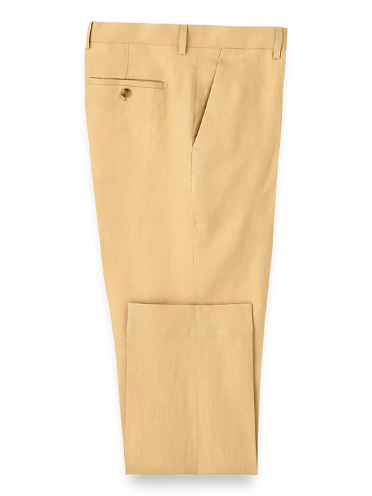 Linen Flat Front Pants - Maze