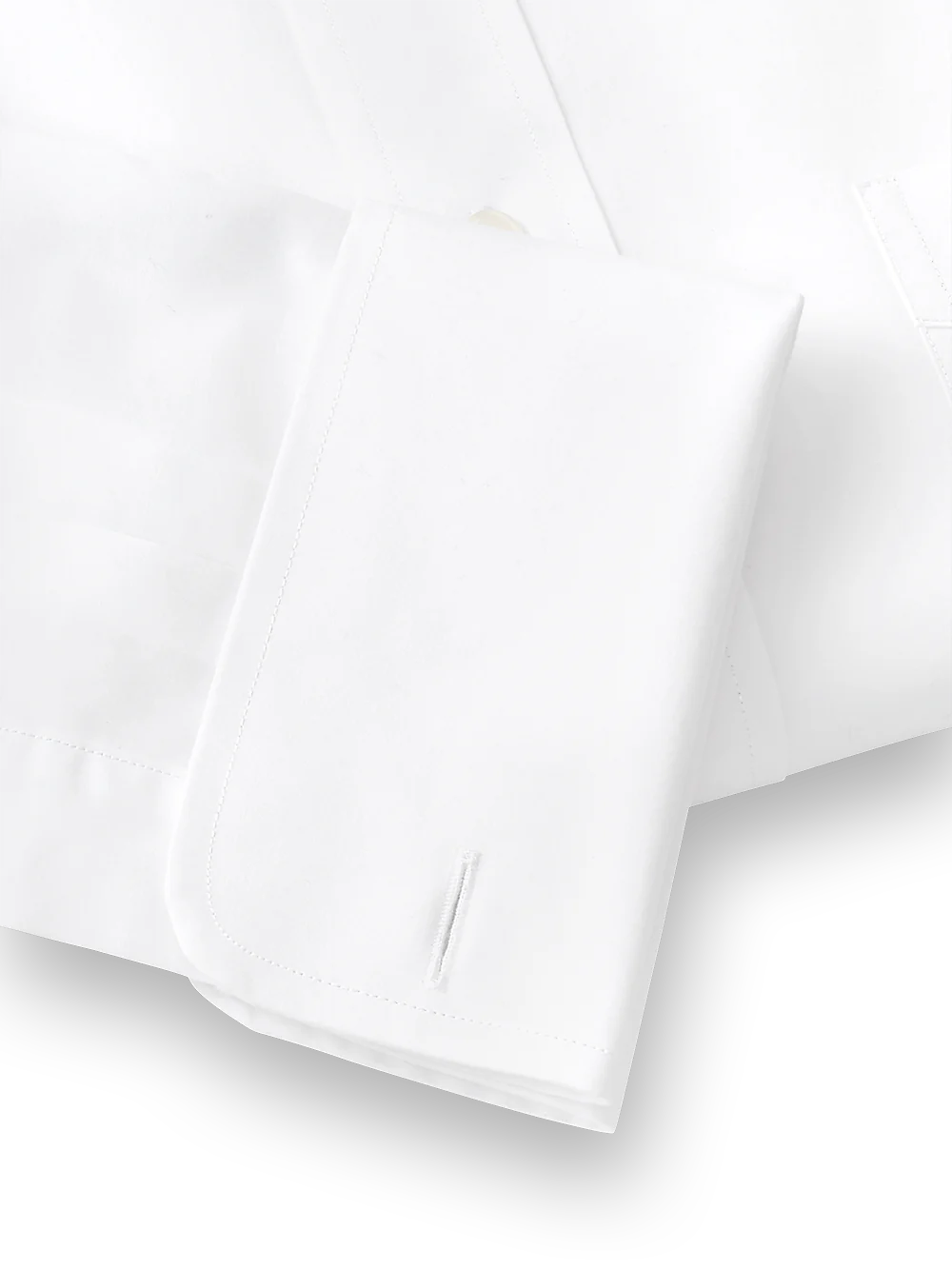 Slim Fit Pure Cotton Broadcloth Straight Collar French Cuff Dress Shirt - White