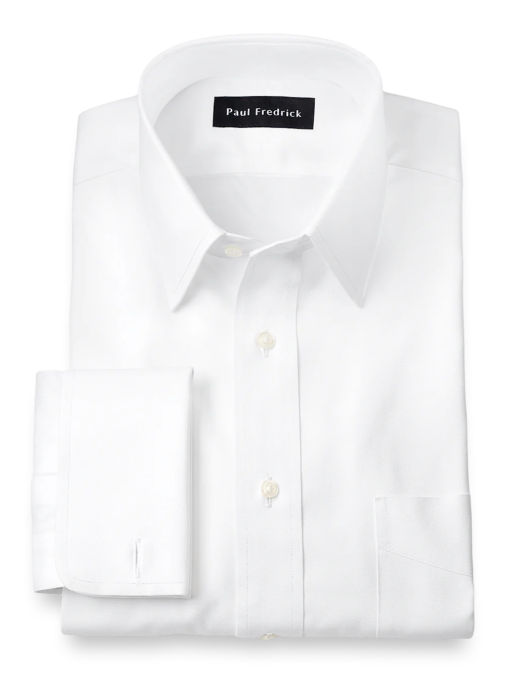 Superfine Egyptian Cotton Solid Color Straight Collar French Cuff Dress Shirt - White