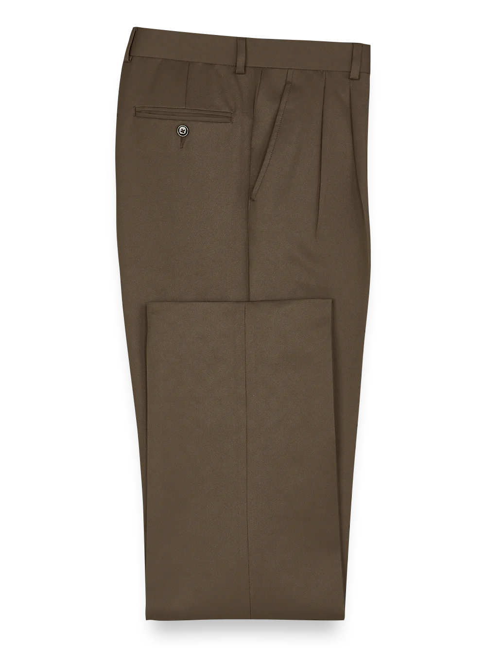 Solid Microfiber Pleated Pants - Cocoa