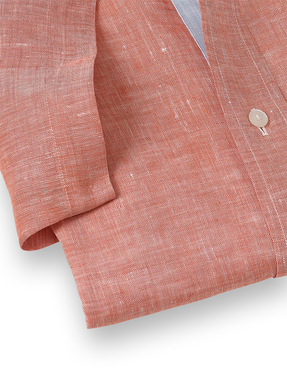 Non-Iron Linen Solid Dress Shirt With Contrast Trim - Coral