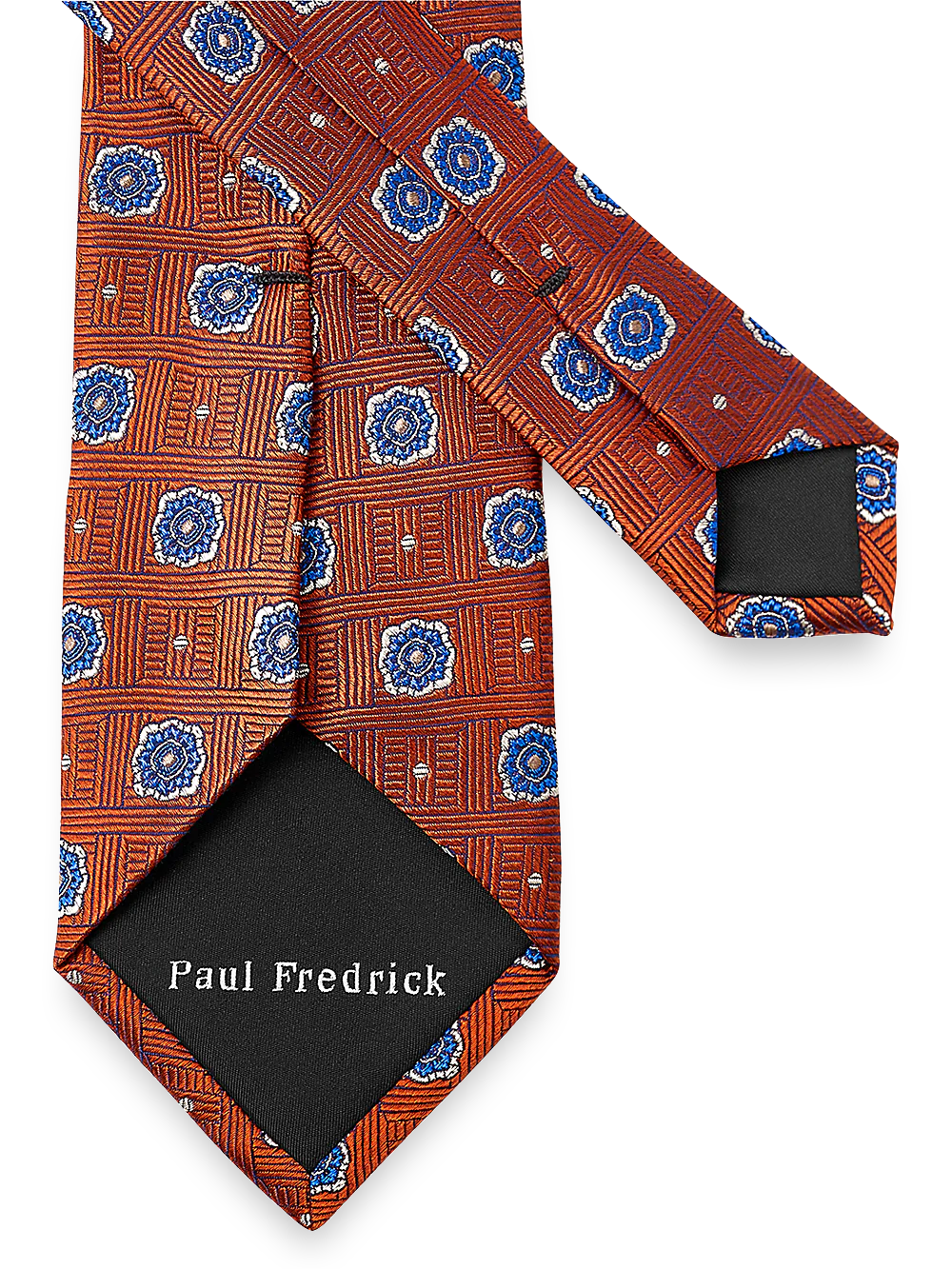 Medallion Woven Silk Tie - Rust