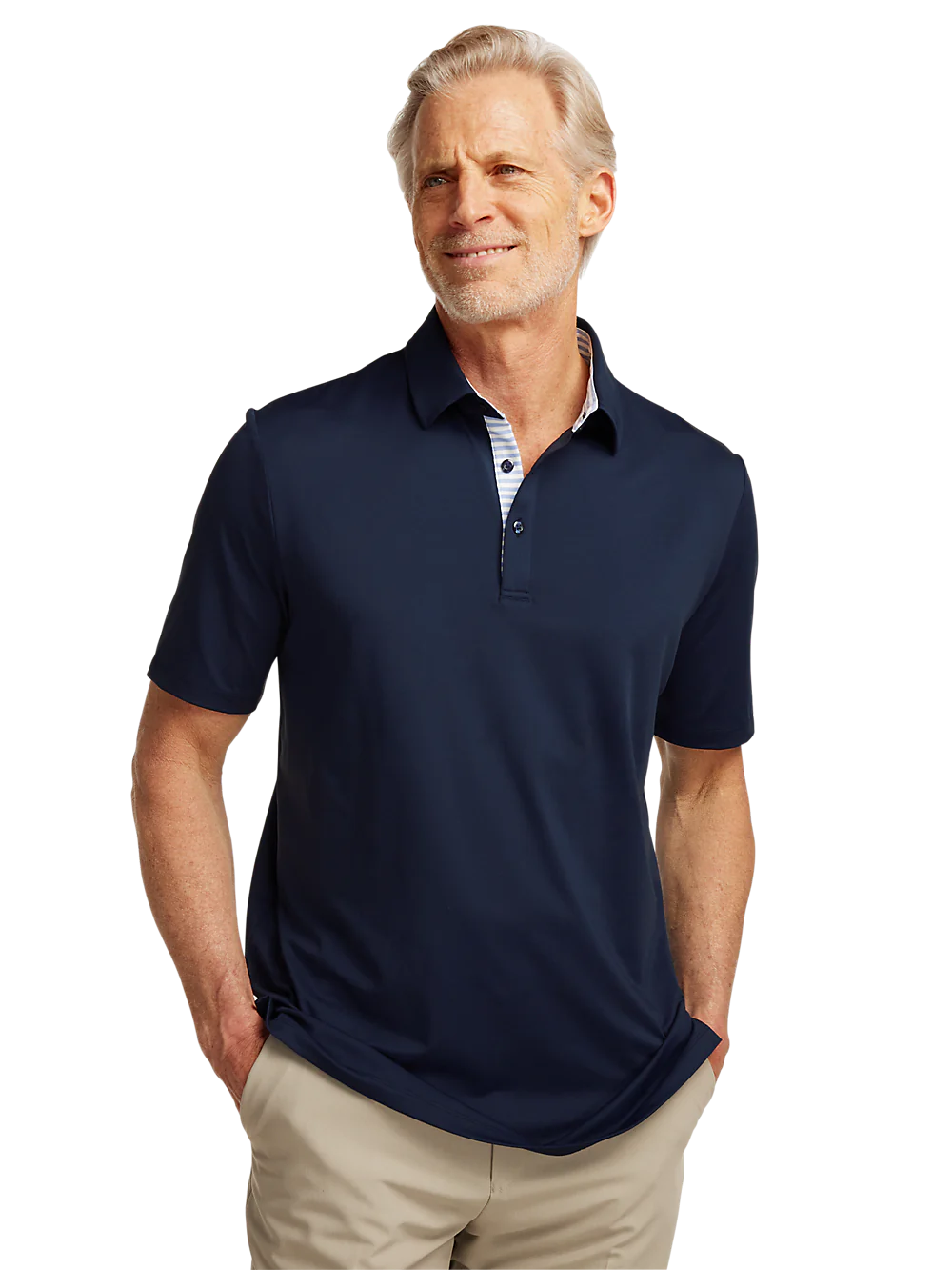 Performance Blend Three Button Polo - Navy