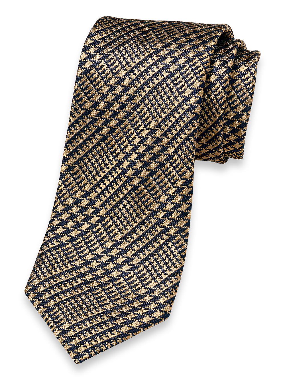 Plaid Woven Silk Tie - Gold