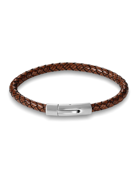 Woven Leather Bracelet - Brown