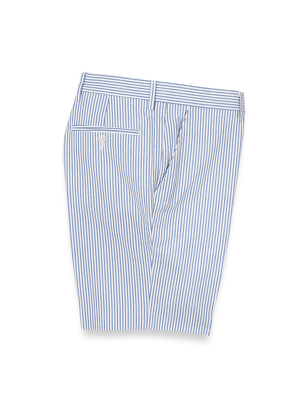 Cotton Seersucker Shorts - Blue Stripe