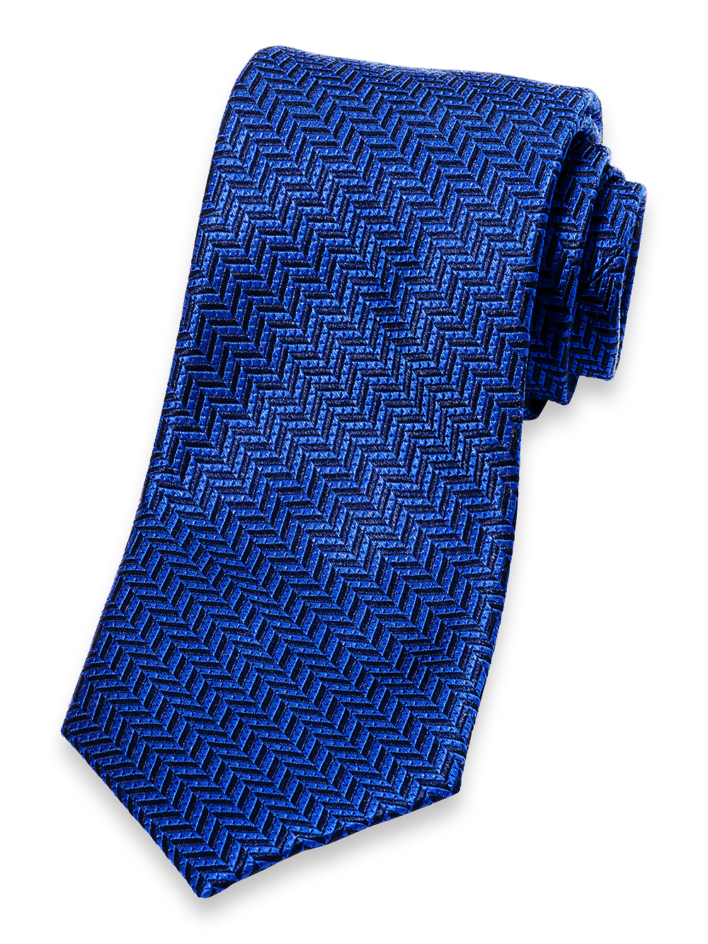 Herringbone Woven Silk Tie - Blue