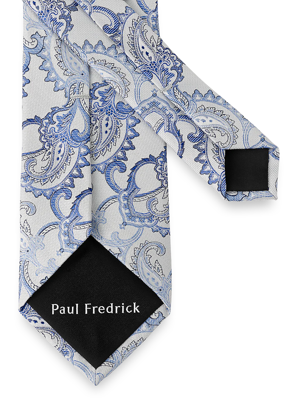 Paisley Woven Silk Tie - White/blue