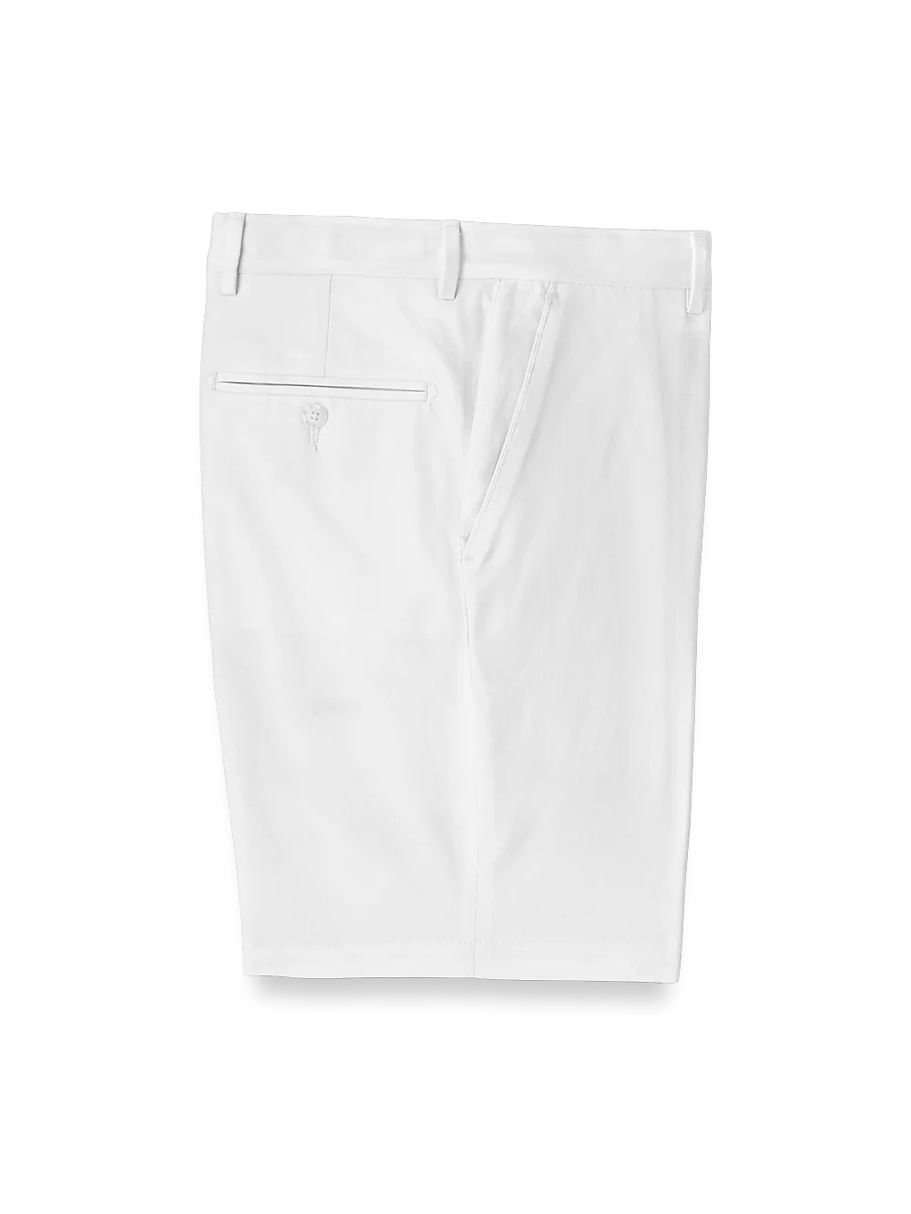 Cotton Stretch Twill Flat Front Shorts - White