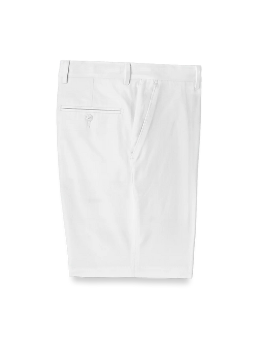 Cotton Stretch Twill Flat Front Shorts - White