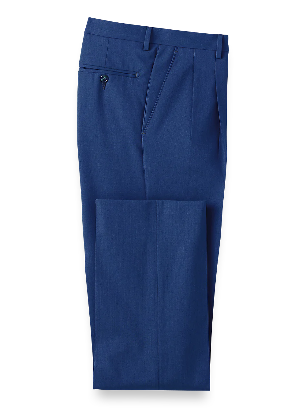 Tropical Weight Wool Pleated Pants - Blue