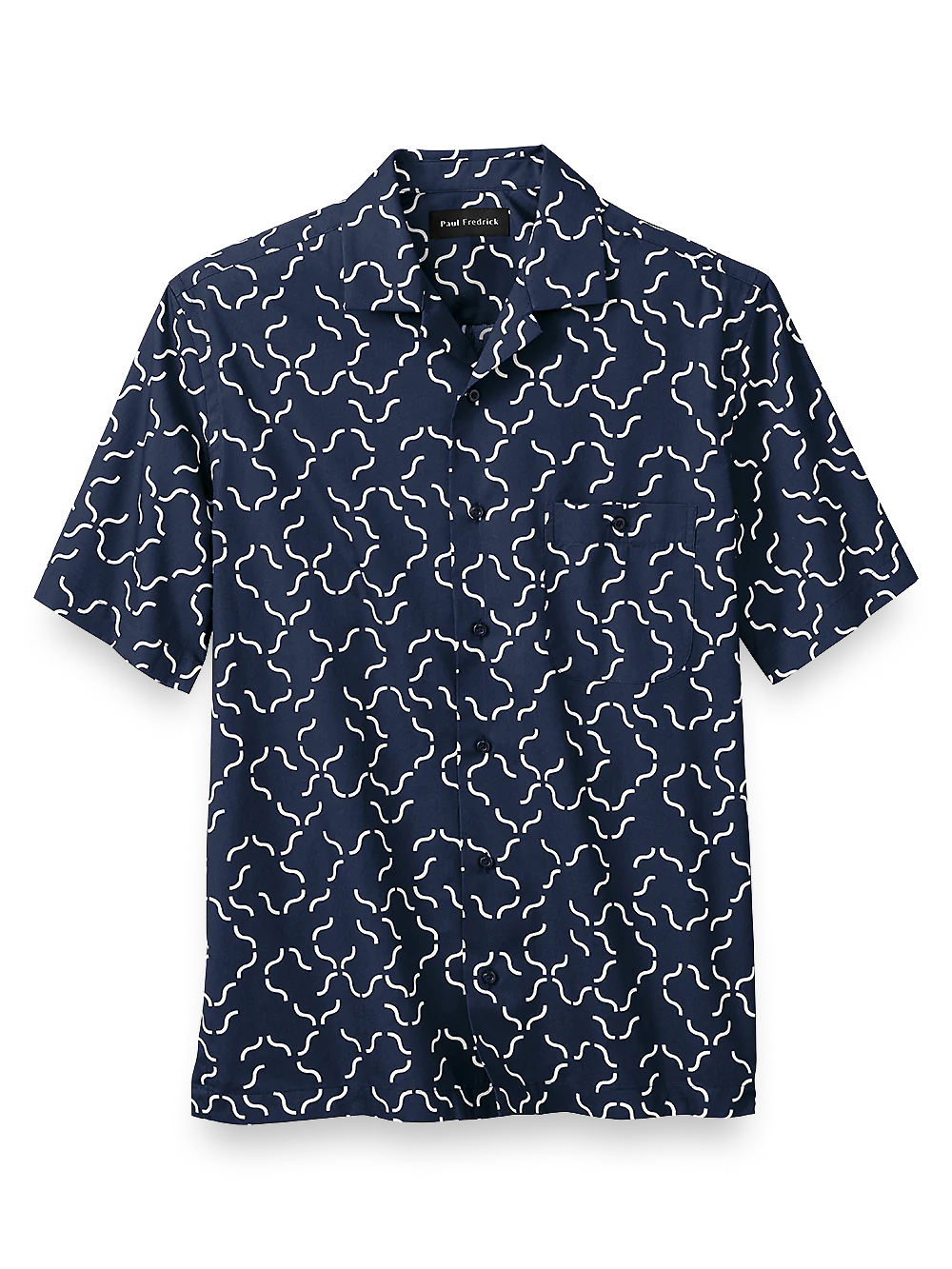 Cotton Deco Print Casual Shirt - Navy