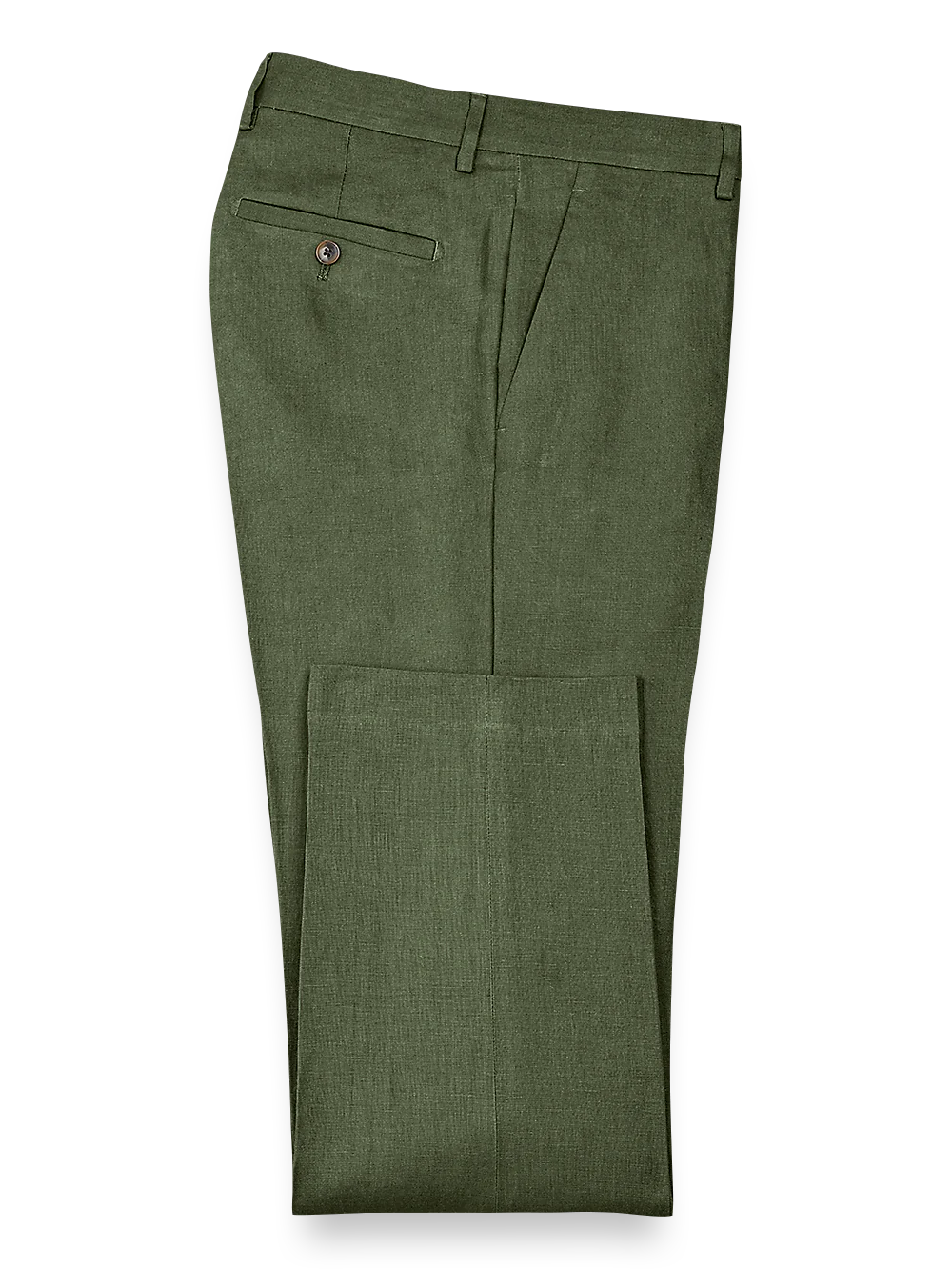 Linen Flat Front Pants - Olive