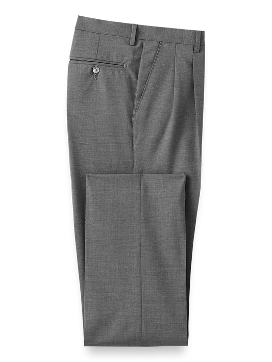 Tropical Weight Wool Pleated Pants - Grey