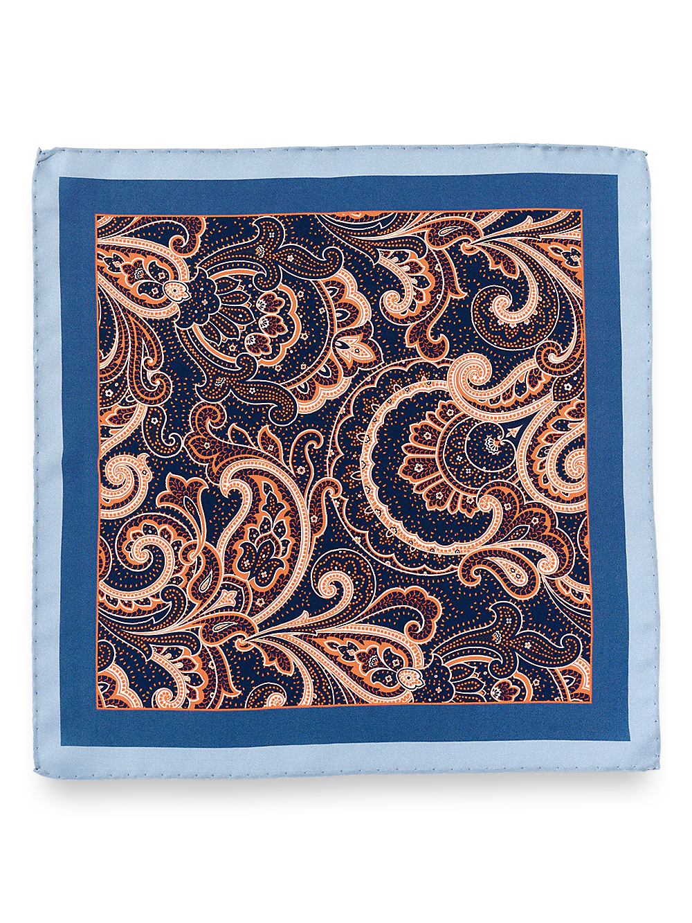 Paisley Silk Pocket Square - Blue/orange