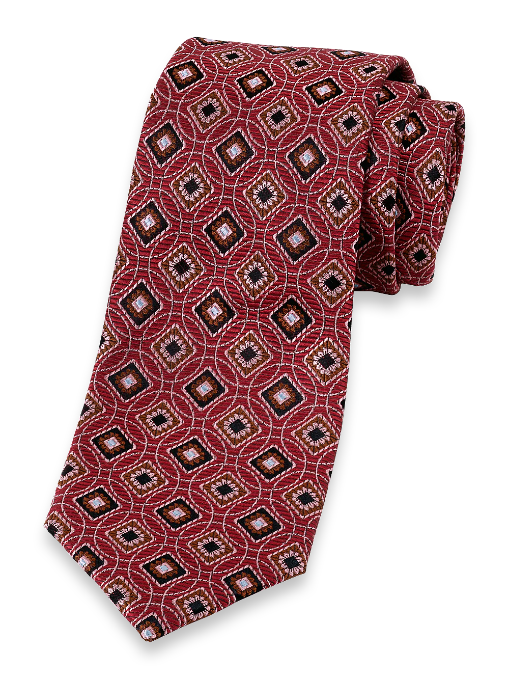 Geometric Woven Silk Tie - Red