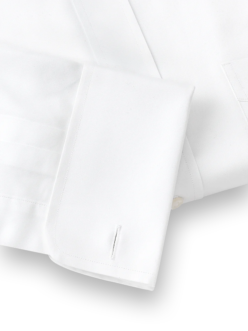 Superfine Egyptian Cotton Solid Color Button Tab Collar French Cuff Dress Shirt - White