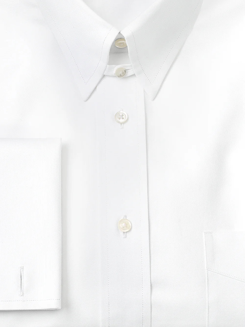 Superfine Egyptian Cotton Solid Color Button Tab Collar French Cuff Dress Shirt - White