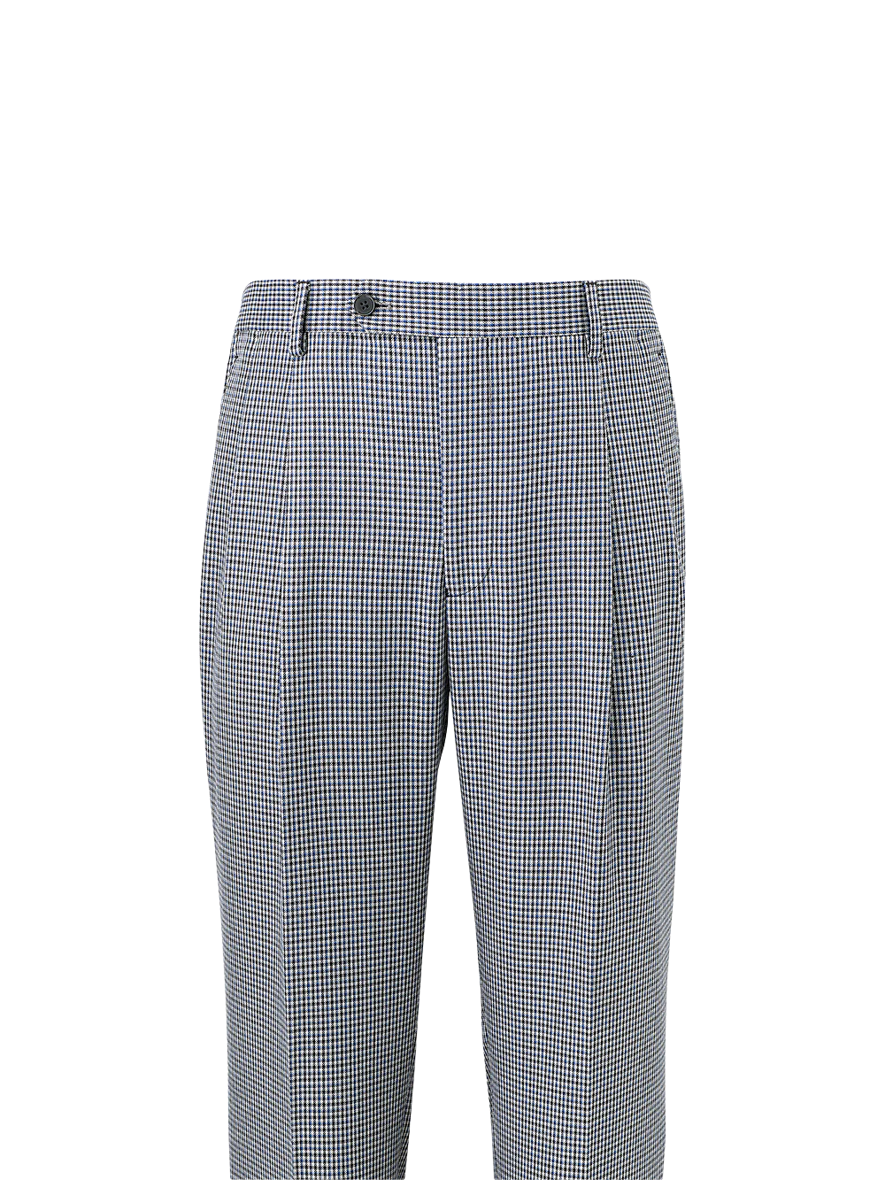 Microfiber Check Pleated Pants - Blue