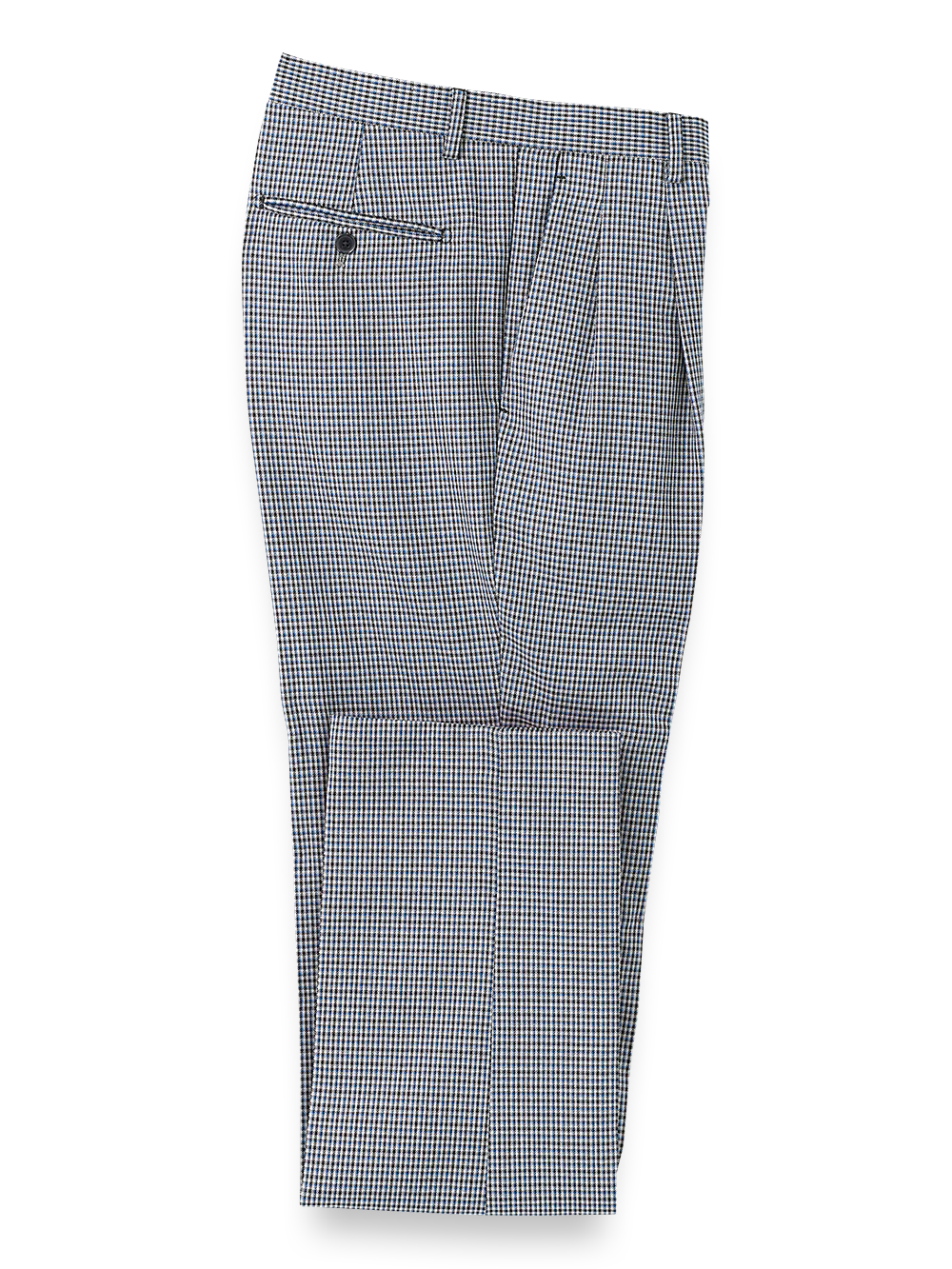 Microfiber Check Pleated Pants - Blue