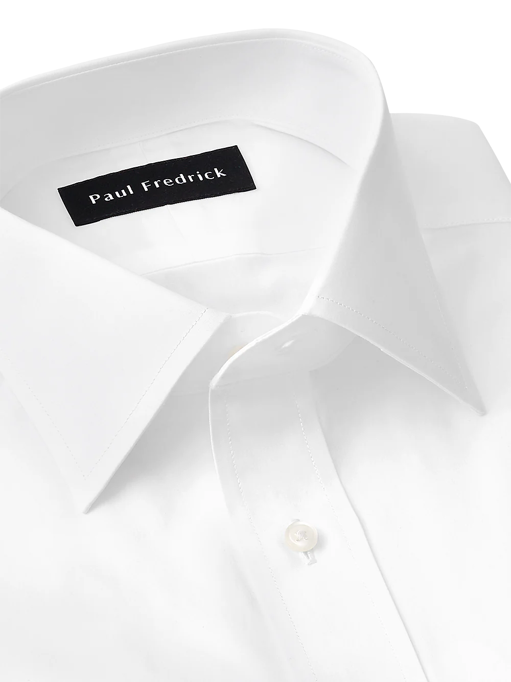 Pure Cotton Broadcloth Solid Color Spread Collar French Cuff Dress Shirt - White