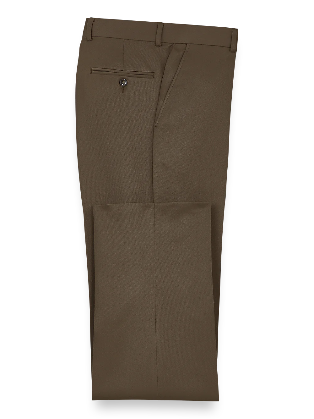 Solid Microfiber Flat Front Pants - Cocoa