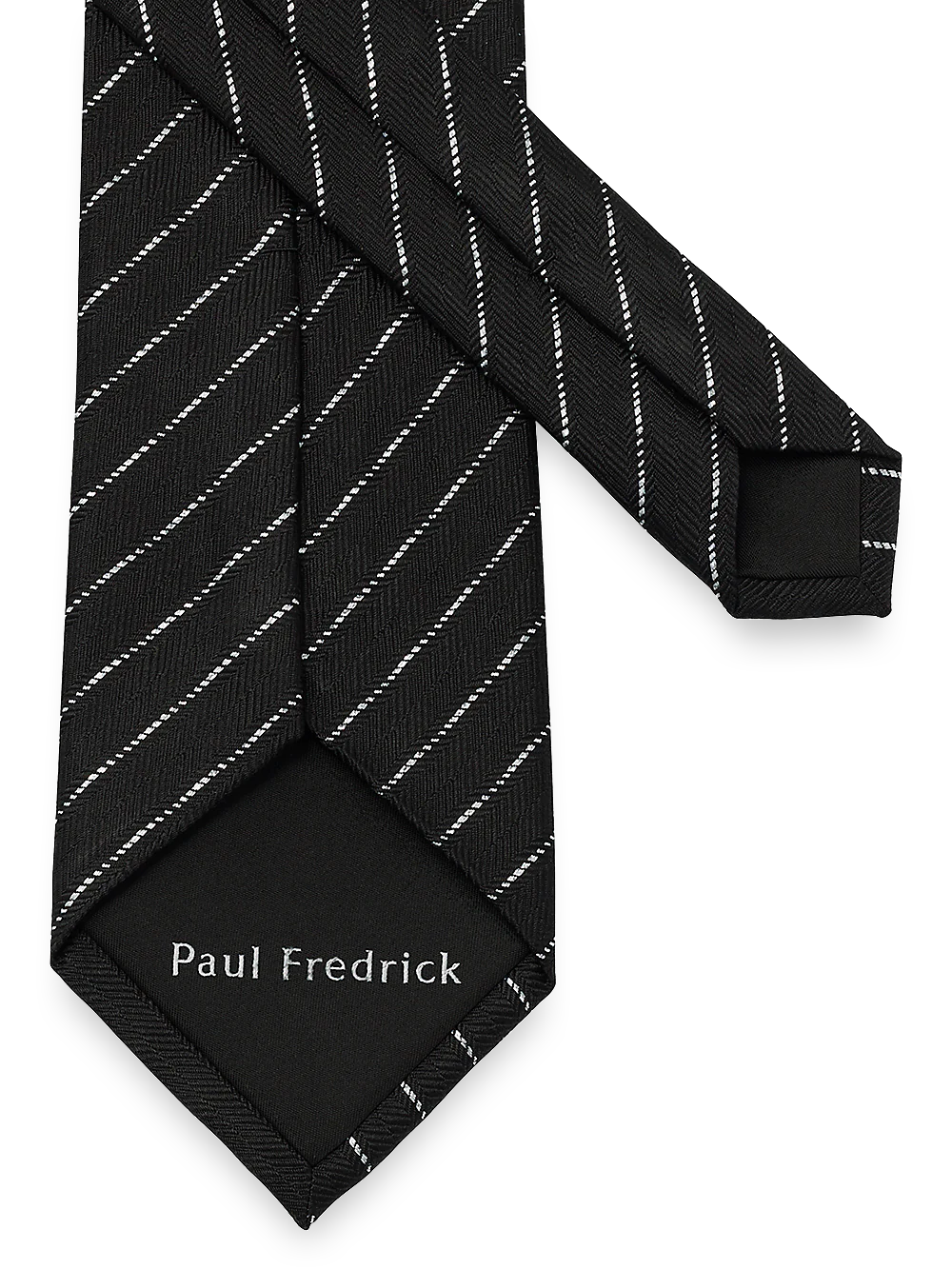 Stripe Woven Silk Blend Tie - Black