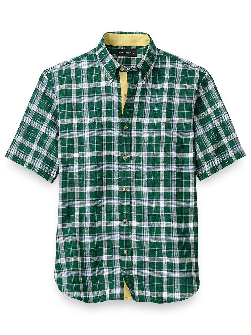 Linen Plaid Casual Shirt - Green/blue