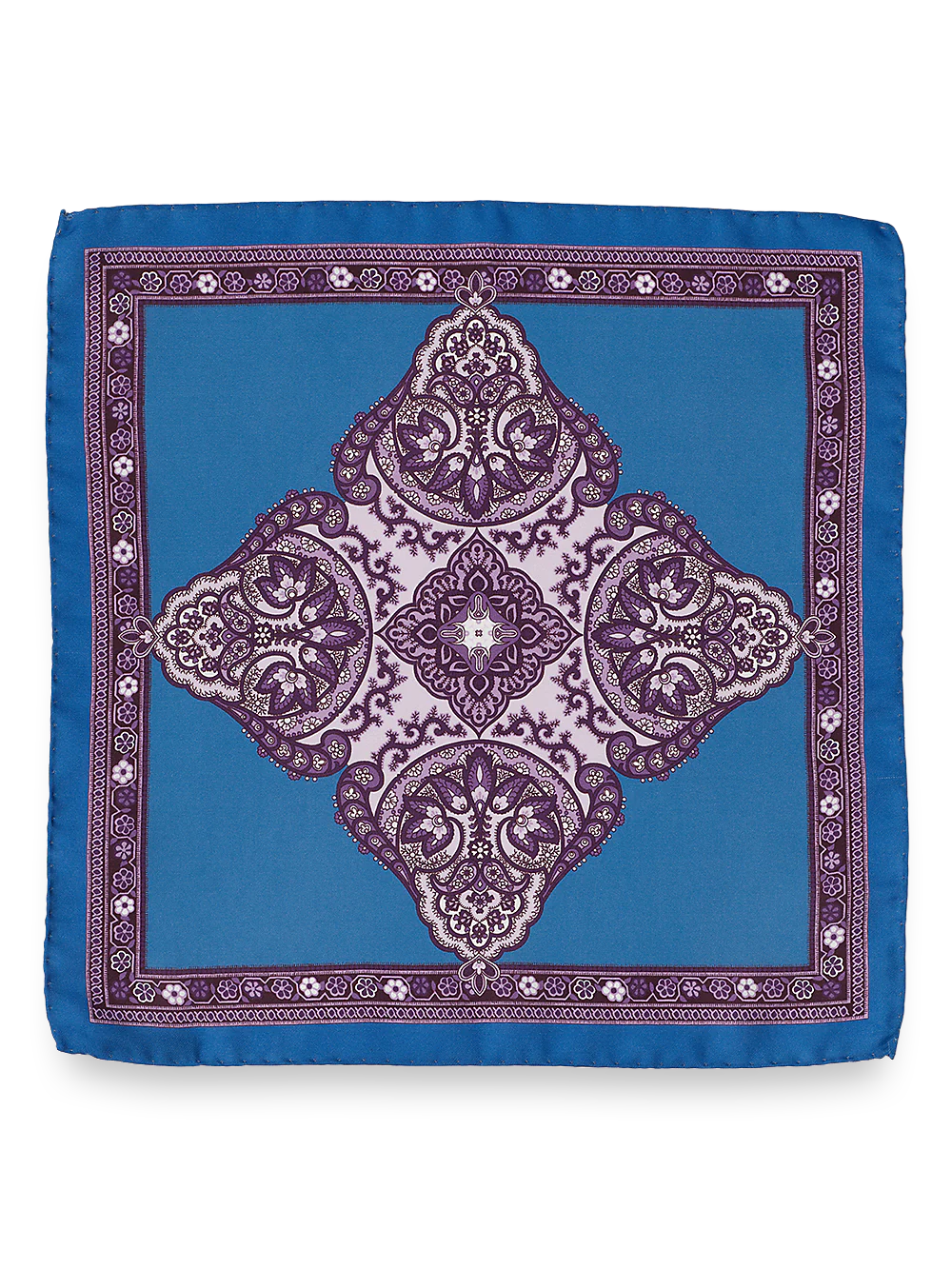 Medallion Silk Pocket Square - Blue/purple